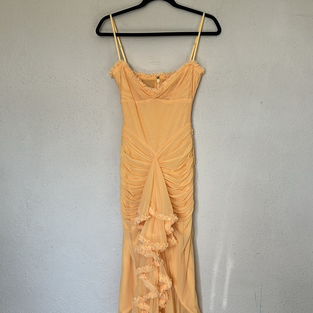 HOUSE OF CB 'Gabbi' Apricot Ruffled Front Gown NWOT size S - Picture 5 of 15